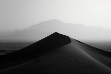 Poster - Desert mountains in the fog. Misty desert. Surreal landscape. Background image. Created with Generative AI technology.