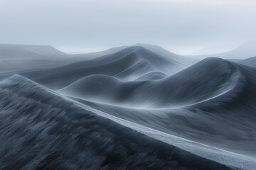 Poster - Misty glacier. Surreal landscape. Background image. Created with Generative AI technology.