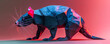 Tasmanian Devil in dynamic origami form pastel with neon edges captured in a minimalist yet cute stance