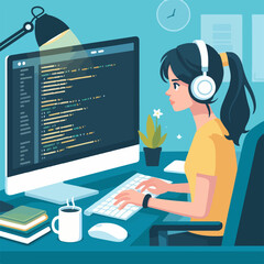Programmer at work concept vector