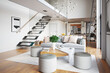 modern living room with sofa, interior design