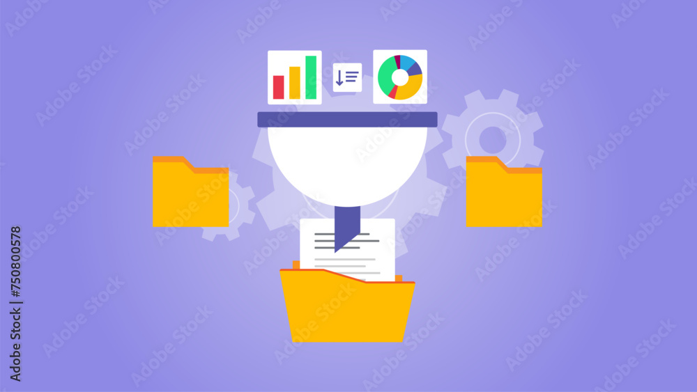 Powerful sorting vector illustration. Process of sorting data and ...