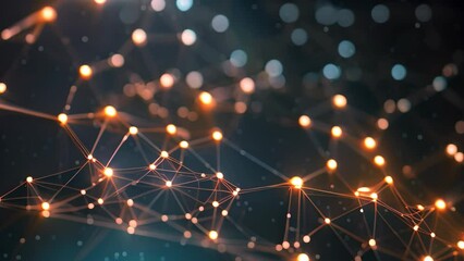 Poster - Abstract polygonal space low poly dark background with connecting dots and lines. Connection structure. illustration of data flowing through a network of nodes and interconnected lines, AI Generated