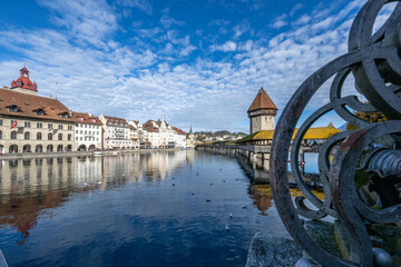 Wall Mural - City of Lucerne in Switzerland with famous Kapellbrücke, Switzerland