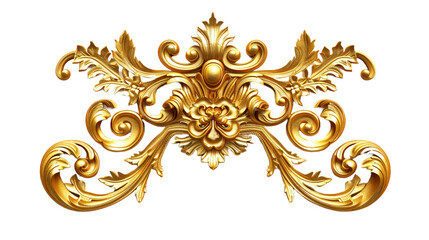 Wall Mural - Golden baroque ornament elements on transparent background Remove png