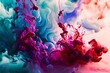 a group of red and blue ink in water