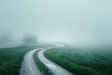 Poster - Road in the fog. Misty landscape. Background image. Created with Generative AI technology.
