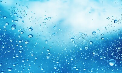 Water surface texture with bubbles and splashes that is defocused blurring transparent blue in color. Trendy abstract background of nature