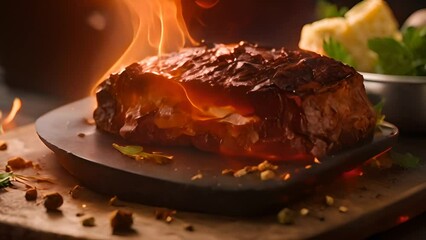 Poster - Steak on Plate on Table Generative AI