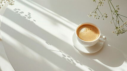 Wall Mural - white coffee cup with white background