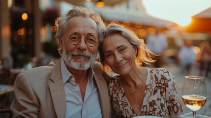 Man and Woman Sitting at Table With Glass of Wine