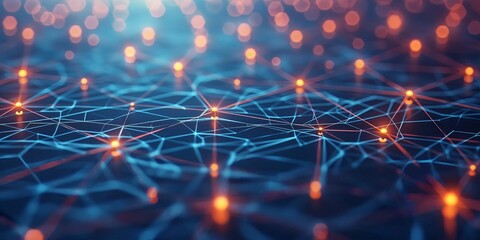 complex illustration of network and team connecting together in an array for business