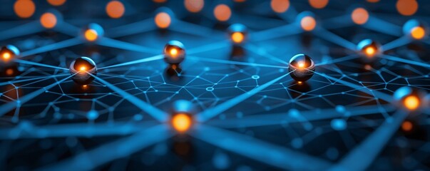 complex illustration of network and team connecting together in an array for business