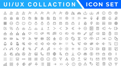 Poster - User Interface Icons Collection, Basic ui ux icon set. Set icon of user interface. Vector illustration. editable stroke