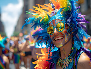 colorful floats and exuberant participants: high-quality pride parade photos