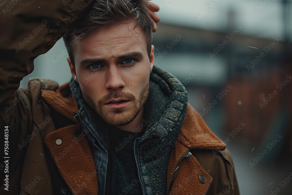 Expressive Modeling Handsome caucasian male model with masculine and expressive pose posing ...