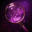 magnifying glass astros Ultra realistic photography dark and purple background