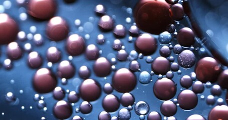 Wall Mural - slow motion macro of floating micro particles molecules in liquid are analyzed with microscope by ch