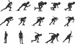 Speed skating silhouettes, Speed skater silhouette, Speed skating svg, Speed skating vector illustration