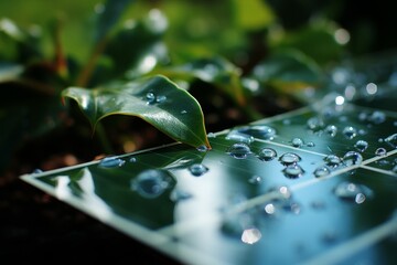 Sunlight reflection on sleek surfaces of cutting edge modern green energy technology.