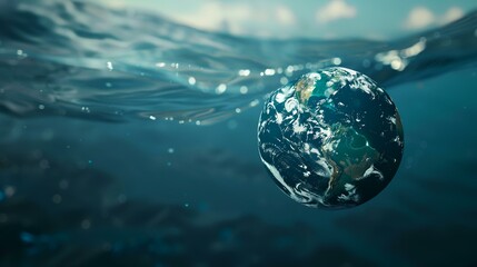 Wall Mural - Closeup floating transparent blue Earth globe