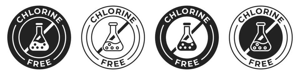 Wall Mural - Chlorine free label. Chloride and phosphate free illustration for product packaging logo, sign, symbol, badge or emblem. Chemicals free certified icon isolated.
