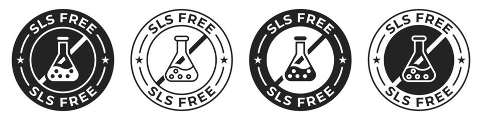 Wall Mural - SLS and SLES free label. Paraffin, sulfate, silicone, phosphate and paraben free illustration for product packaging logo, sign, symbol, badge or emblem isolated.