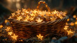 A fabulous basket with shining golden stars 