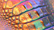 Texture of crocodile skin made of multi-colored gold close-up