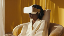The Comfort Of Home Pairs With Futuristic VR Technology As A Person Lies Down Enjoying The Experience