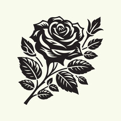 Wall Mural - black color Rose silhouette vector illustration