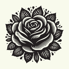 Wall Mural - black color Rose silhouette vector illustration