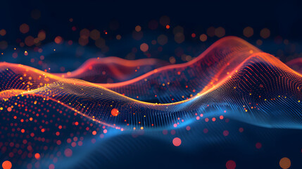 Wall Mural - a dark background with orange, red and blue 'wave's, in the style of 32k uhd, dreamy atmosphere
