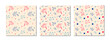 © Kseniia - Set of 4th of July USA Independence Day doodle seamless patterns. America flag blue, red and white colors. 14th of July Happy National day of France firework desig