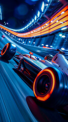 Wall Mural - A character in a racing car, speeding down a track, showcasing the racing genre of anime mobile phone wallpaper or advertising background