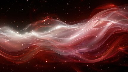 Wall Mural - a computer generated image of a red and white wave on a black background with red and white stars in the sky.