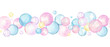 © Masha_tolk_art - Seamless border of pink, blue, yellow polka dots. Multicolored circle in soft pastel colors. Creative minimalist style. Splashes, bubbles, round doodle spots. Watercolor illustration isolated on white