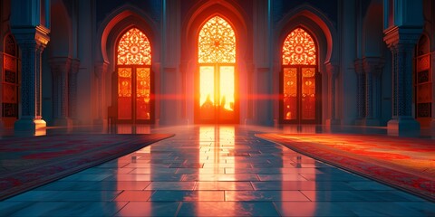 Wall Mural - Beautiful arabic window, mosque interior