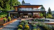© SKIMP Art - beautiful home with extensive landscaping and decks Generative AI