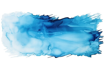 Hand painted stroke of blue paint brush isolated on white background