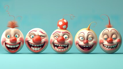 Wall Mural - an image of fictional clowns created by artificial intelligence