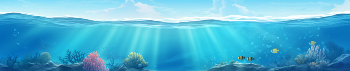 Wall Mural - abstract background with underwater theme, web site header or footer template