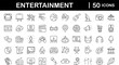 © SMUX - Entertainment set of web icons in line style. Lifestyle and Entertainment icons for web and mobile app. Theater, cinema, video, dance, theater, game. Vector illustration