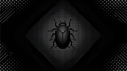 Poster - a black bug on a black and white background with a black and white pattern in the middle of the image.