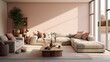 © Halal Vision Studio - A modern living room featuring sustainable furniture and a soft color palette