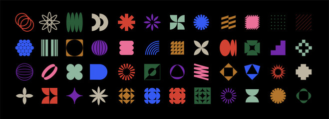 abstract geometric shapes and grids.