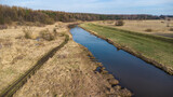 Fototapeta  - Koryto rzeki. Panorama z drona.