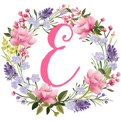 Wall Mural - Flower Wreath Letters Monogram