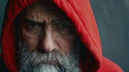 Aufkleber - Close-up of a person wearing a red hoodie, suitable for various projects