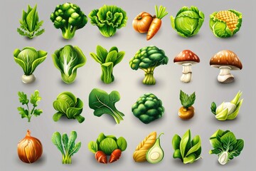 Poster - Assorted fresh vegetables on neutral backdrop, ideal for healthy eating concept